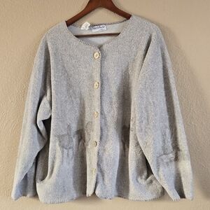 Notations Women's Light Gray Cardigan with Button Detail